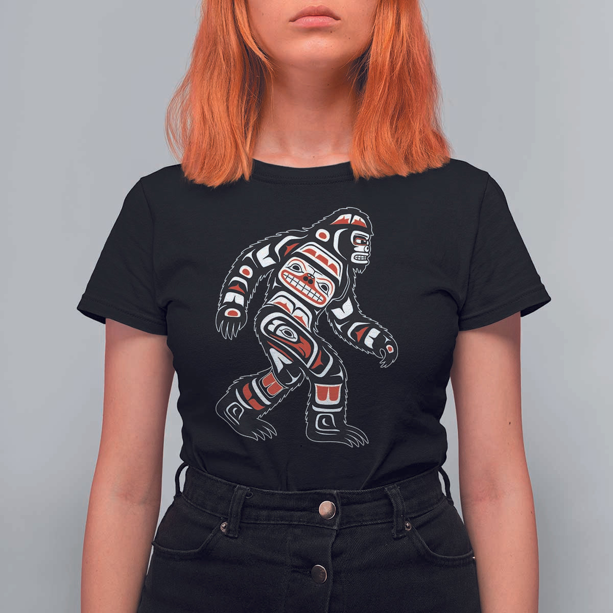Bigfoot Native American Northwest Coast Art T Shirt For Women - Wonder Print Shop