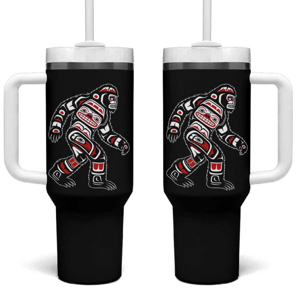 Bigfoot Native American Northwest Coast Art Tumbler With Handle - Wonder Print Shop