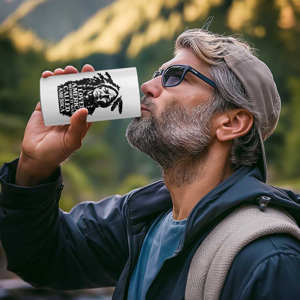 Sitting Bull 4 in 1 Can Cooler Tumbler I Loved America Before It Was Called America Native American Chief - Wonder Print Shop