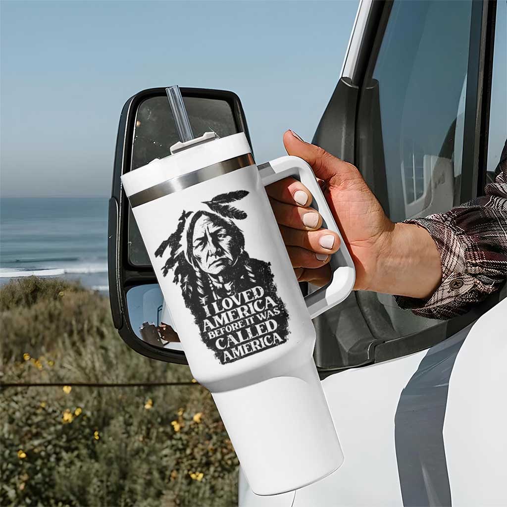 Sitting Bull Tumbler With Handle I Loved America Before It Was Called America Native American Chief - Wonder Print Shop