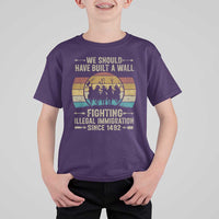Native American T Shirt For Kid We Should Have Built A Wall Fighting Illegal Immigration Since 1492 - Wonder Print Shop