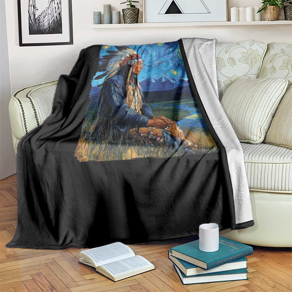 Native American Indian Van Goghs Starry Night Throw Blanket - Wonder Print Shop