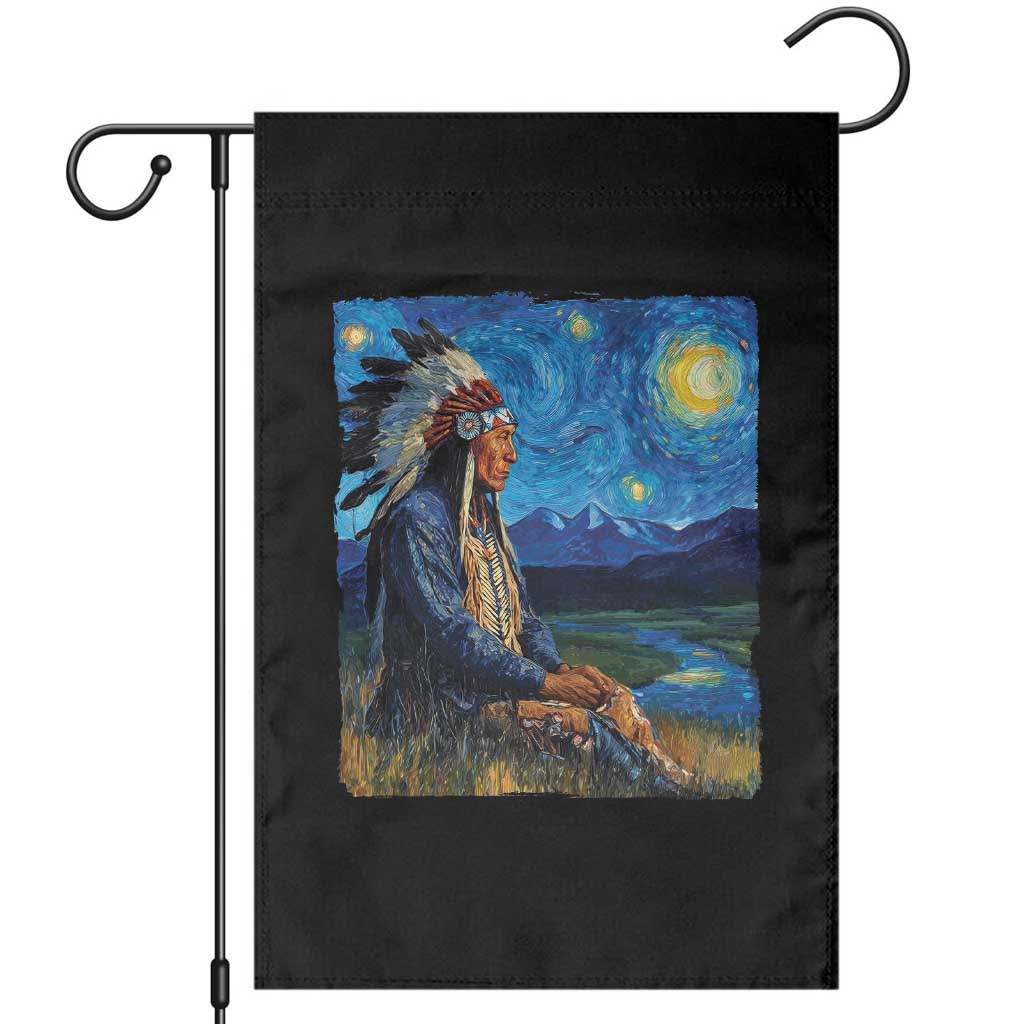 Native American Indian Van Goghs Starry Night Garden Flag - Wonder Print Shop