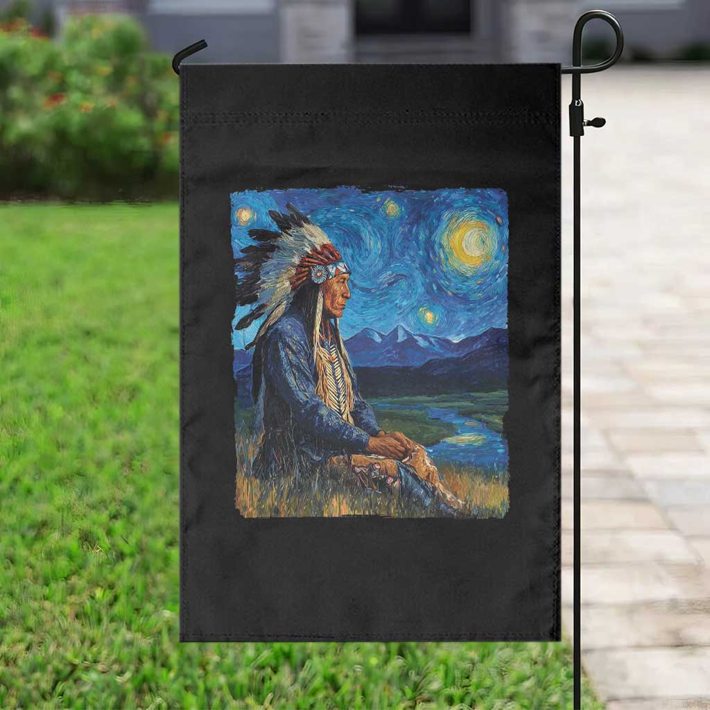 Native American Indian Van Goghs Starry Night Garden Flag - Wonder Print Shop