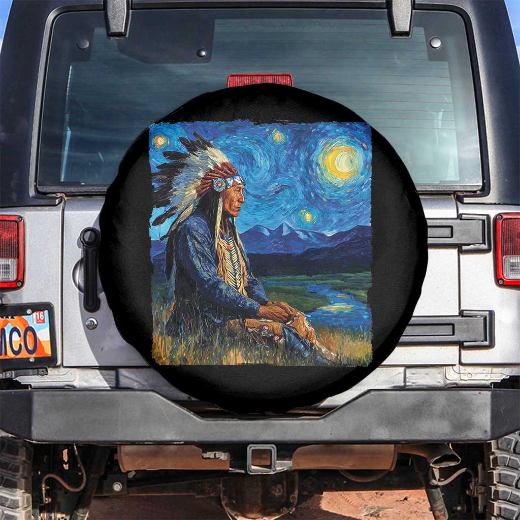 Native American Indian Van Goghs Starry Night Spare Tire Cover - Wonder Print Shop