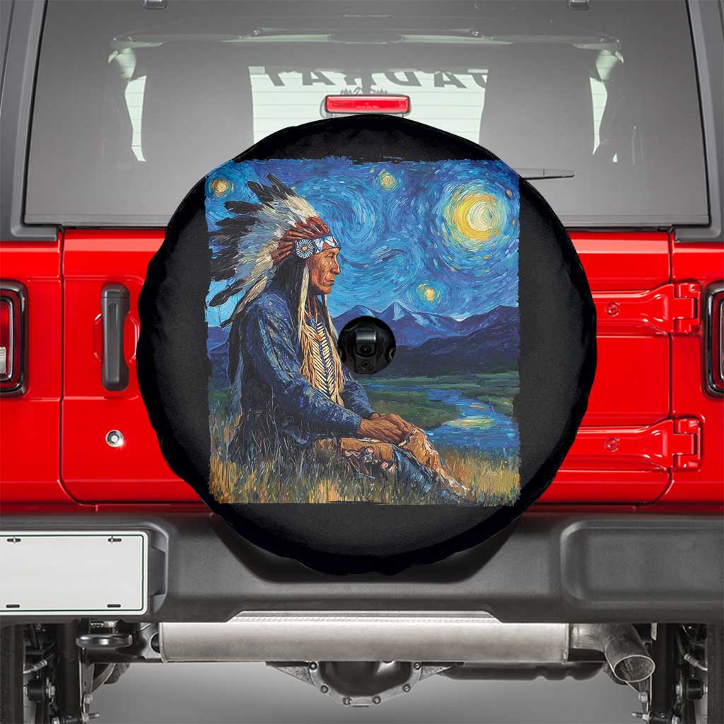 Native American Indian Van Goghs Starry Night Spare Tire Cover - Wonder Print Shop