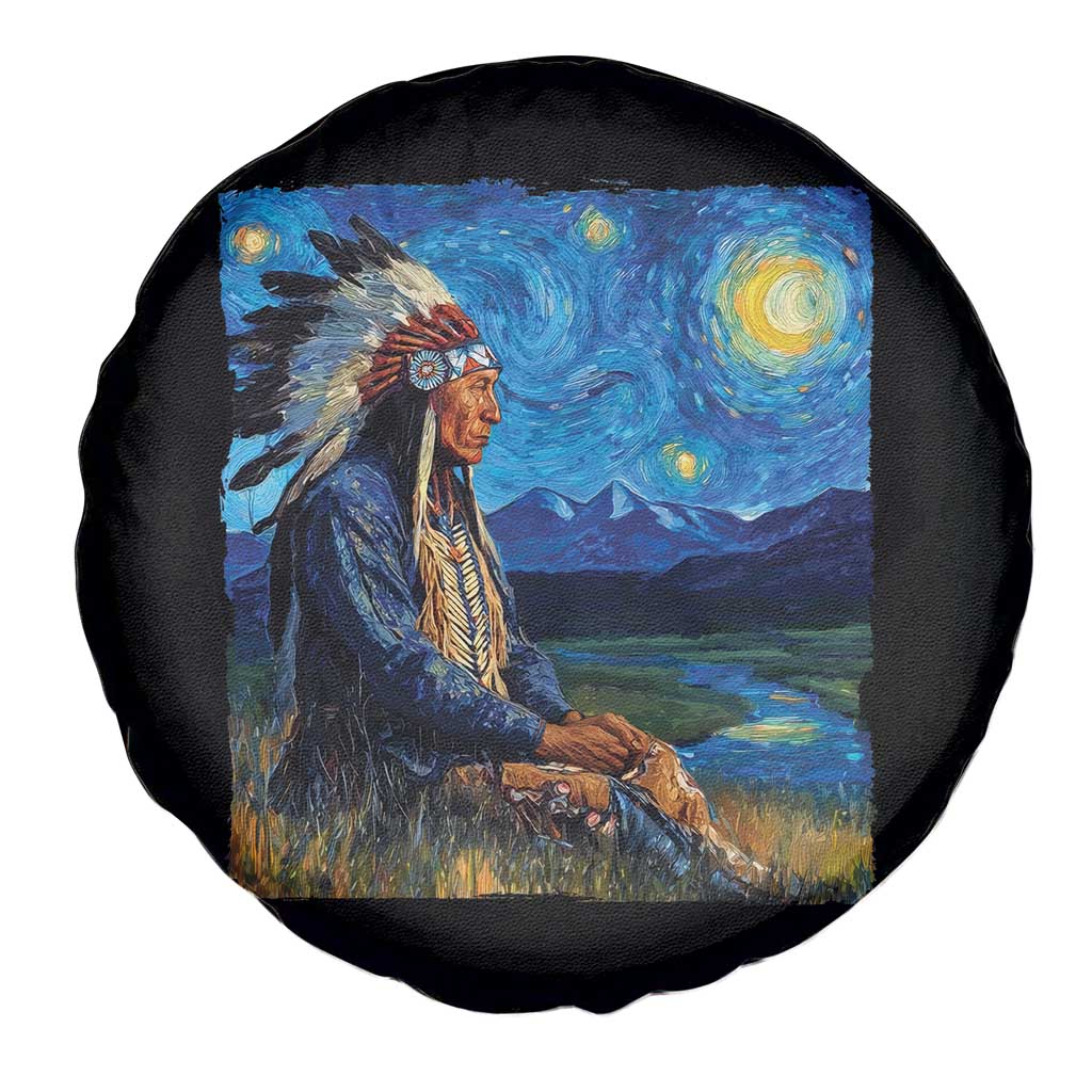 Native American Indian Van Goghs Starry Night Spare Tire Cover - Wonder Print Shop
