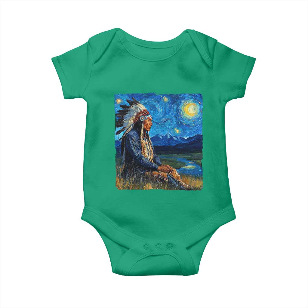 Native American Indian Van Goghs Starry Night Baby Onesie - Wonder Print Shop