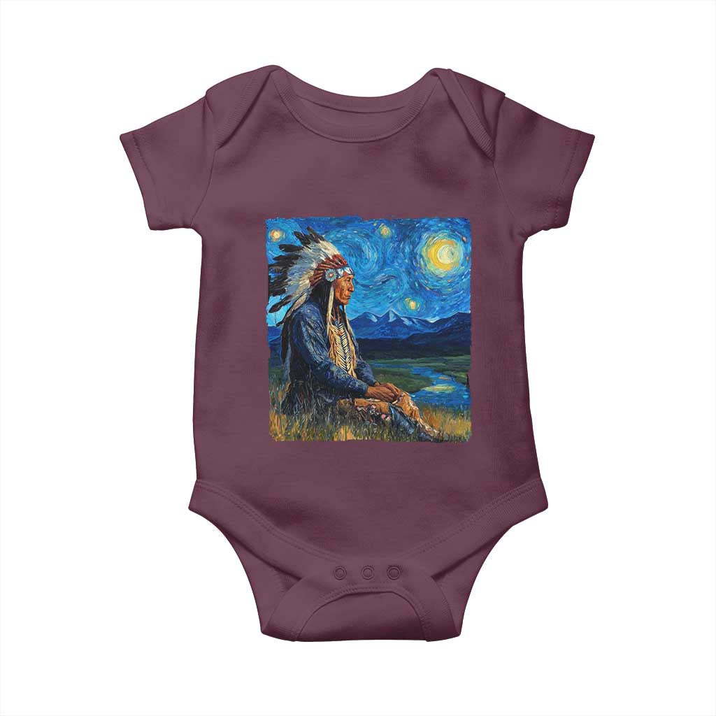 Native American Indian Van Goghs Starry Night Baby Onesie - Wonder Print Shop