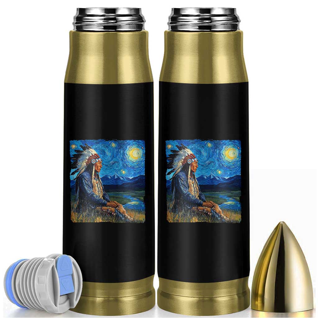 Native American Indian Van Goghs Starry Night Bullet Tumbler - Wonder Print Shop