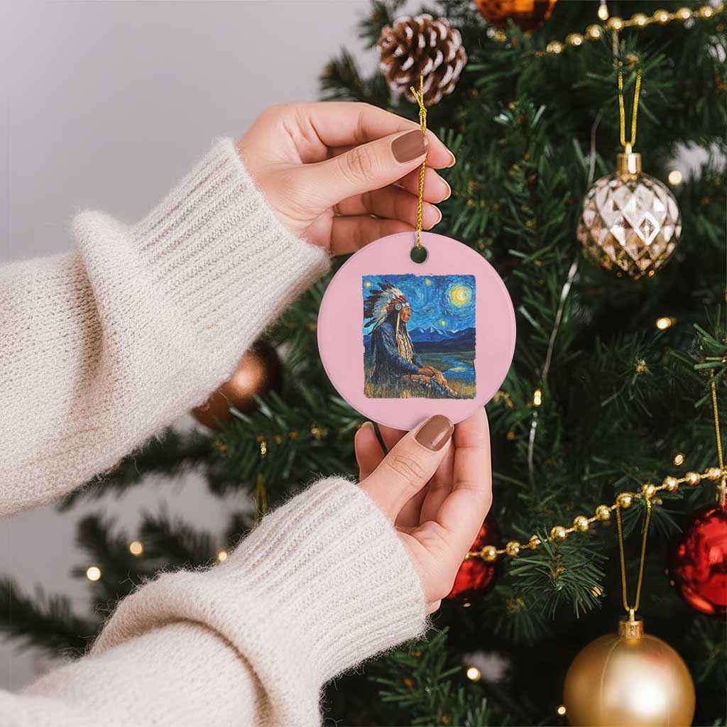 Native American Indian Van Goghs Starry Night Ceramic Ornament