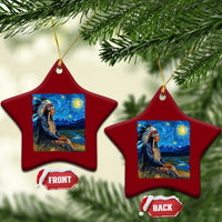 Native American Indian Van Goghs Starry Night Ceramic Ornament