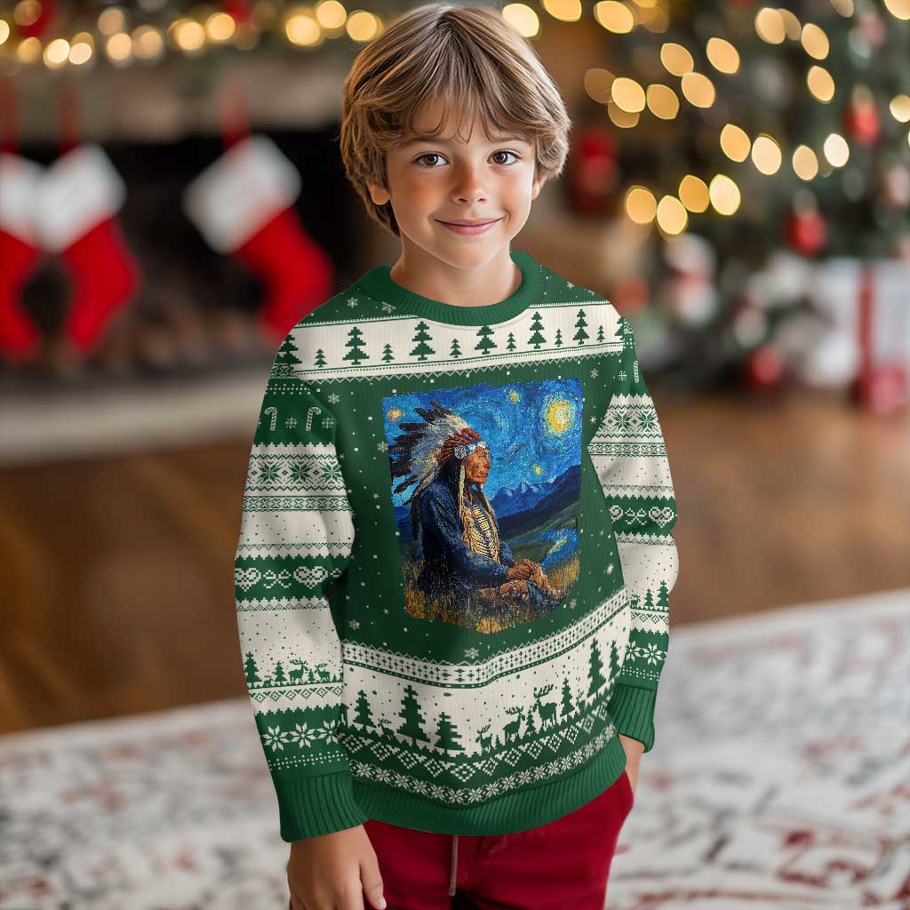 Native American Indian Van Goghs Starry Night Ugly Christmas Sweater - Wonder Print Shop