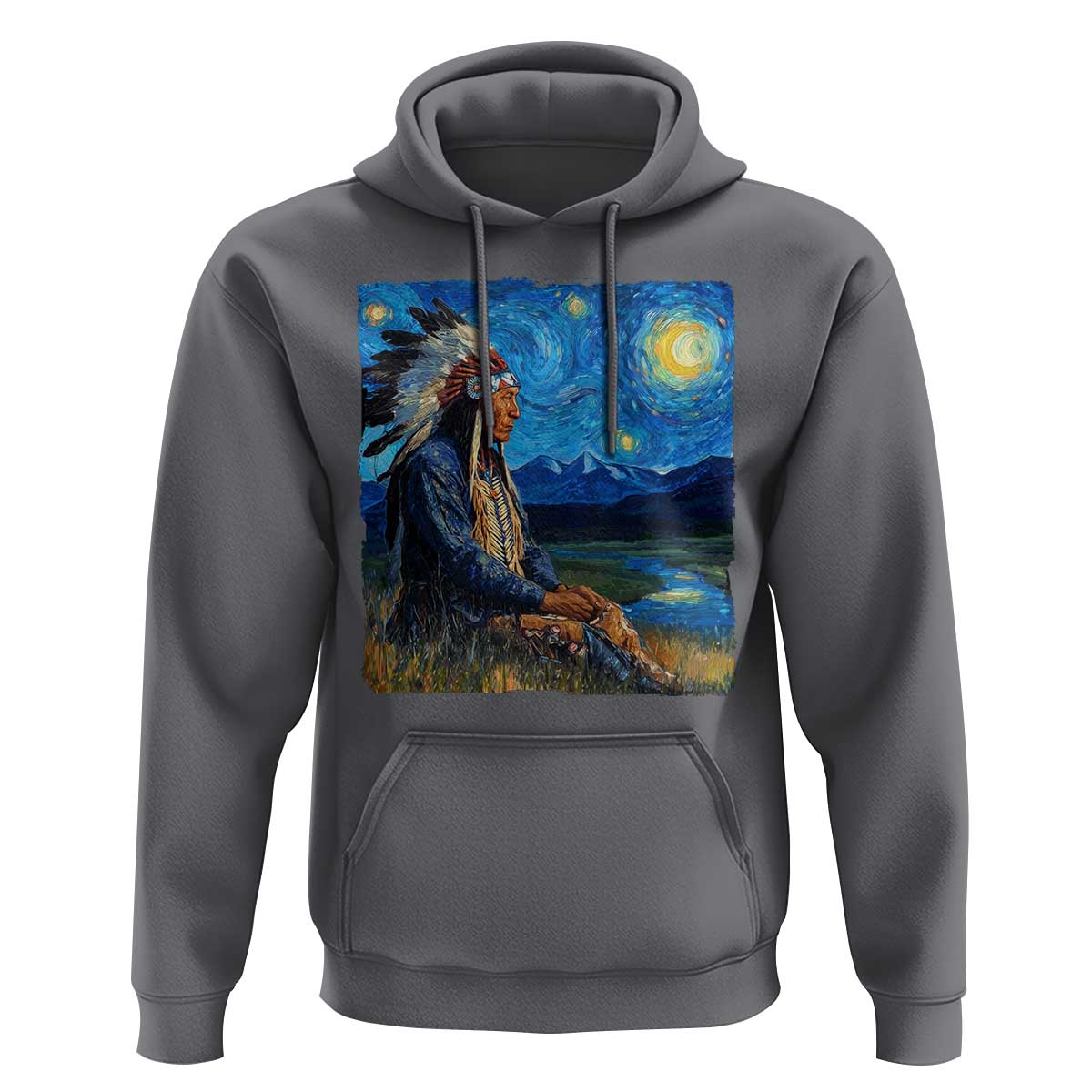Native American Indian Van Goghs Starry Night Hoodie - Wonder Print Shop