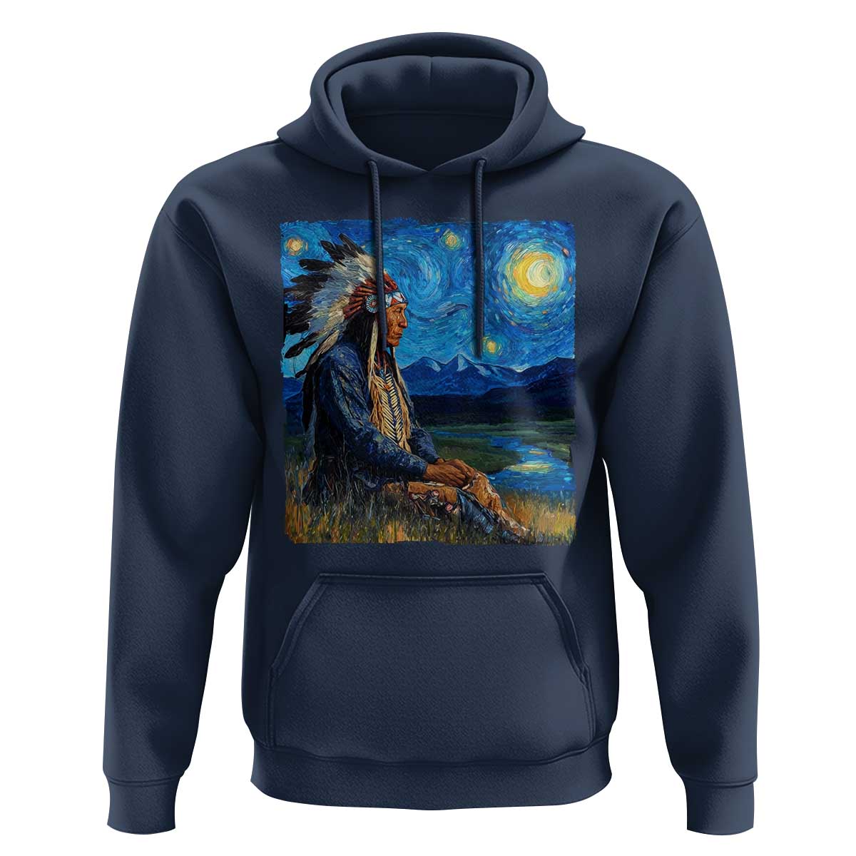 Native American Indian Van Goghs Starry Night Hoodie - Wonder Print Shop