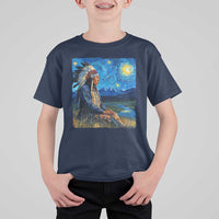 Native American Indian Van Goghs Starry Night T Shirt For Kid - Wonder Print Shop