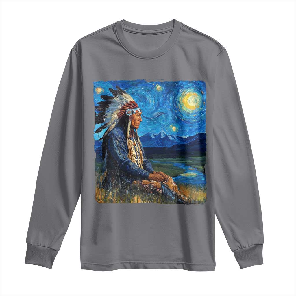 Native American Indian Van Goghs Starry Night Long Sleeve Shirt - Wonder Print Shop