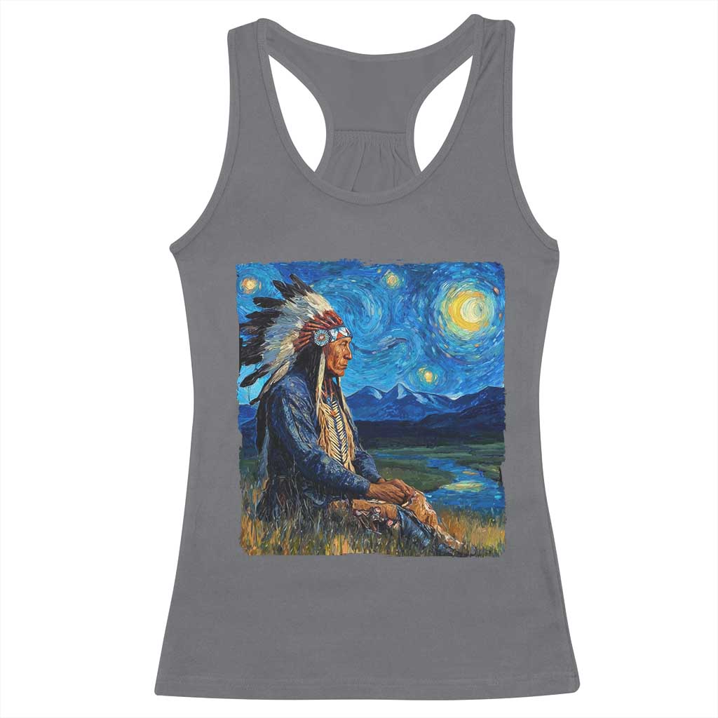 Native American Indian Van Goghs Starry Night Racerback Tank Top - Wonder Print Shop