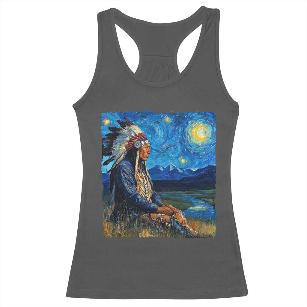 Native American Indian Van Goghs Starry Night Racerback Tank Top - Wonder Print Shop