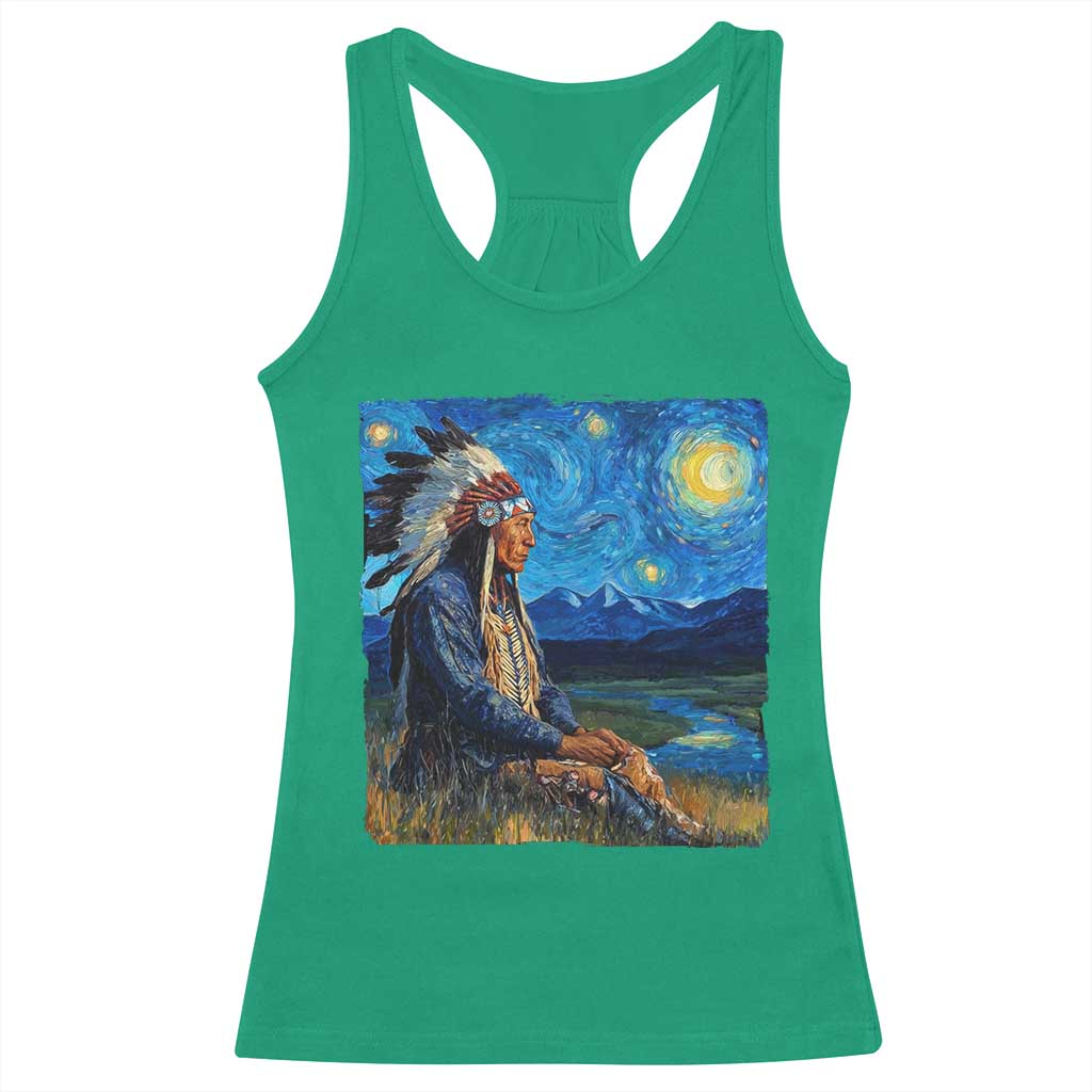 Native American Indian Van Goghs Starry Night Racerback Tank Top - Wonder Print Shop