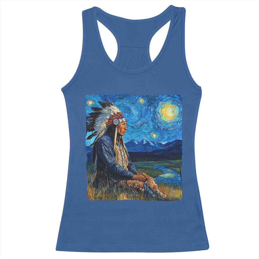 Native American Indian Van Goghs Starry Night Racerback Tank Top - Wonder Print Shop
