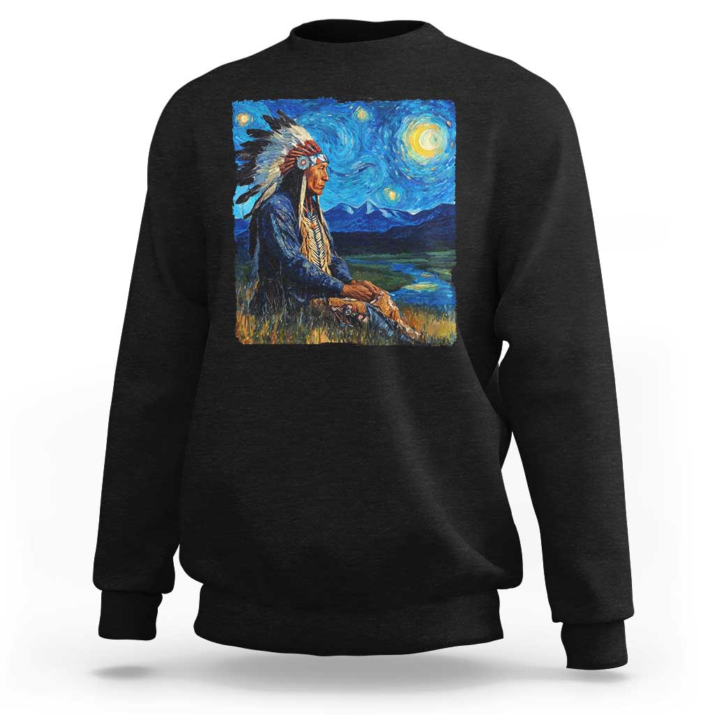 Native American Indian Van Goghs Starry Night Sweatshirt - Wonder Print Shop