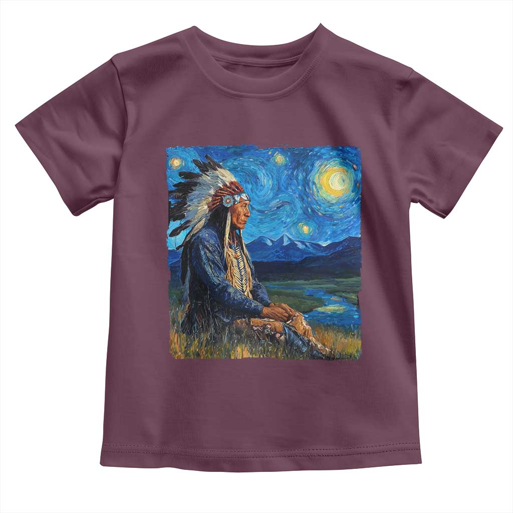 Native American Indian Van Goghs Starry Night Toddler T Shirt - Wonder Print Shop