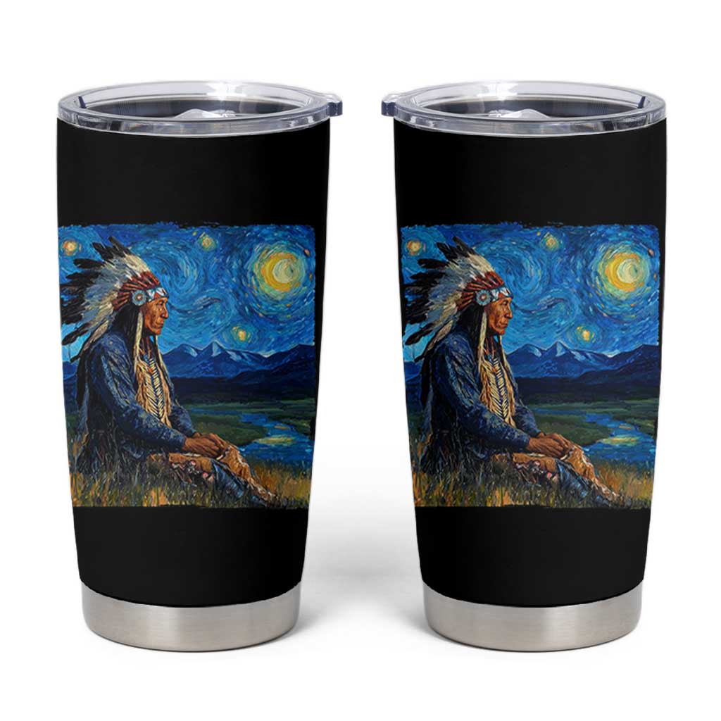 Native American Indian Van Goghs Starry Night Tumbler Cup - Wonder Print Shop