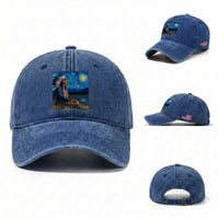 Native American Indian Van Goghs Starry Night Washed Cotton Baseball Cap