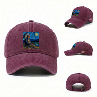 Native American Indian Van Goghs Starry Night Washed Cotton Baseball Cap