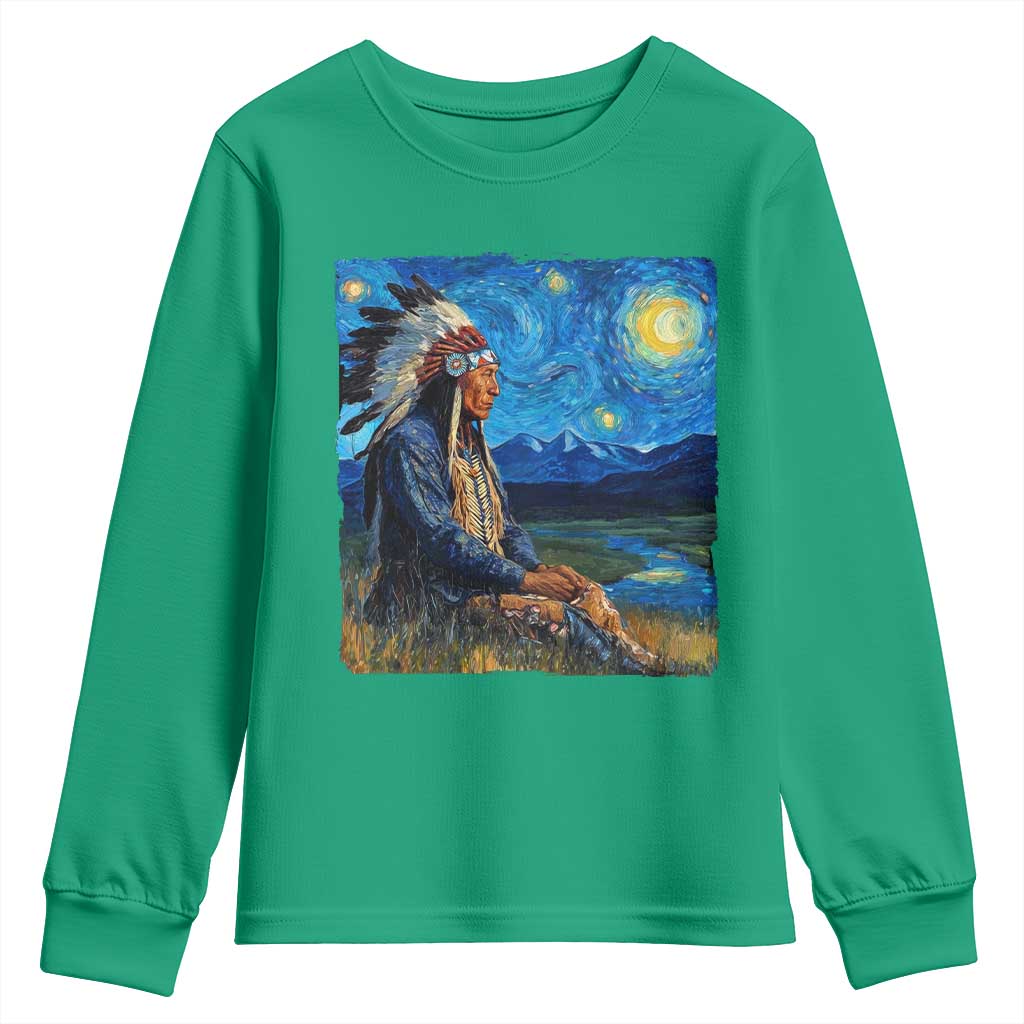Native American Indian Van Goghs Starry Night Youth Sweatshirt - Wonder Print Shop