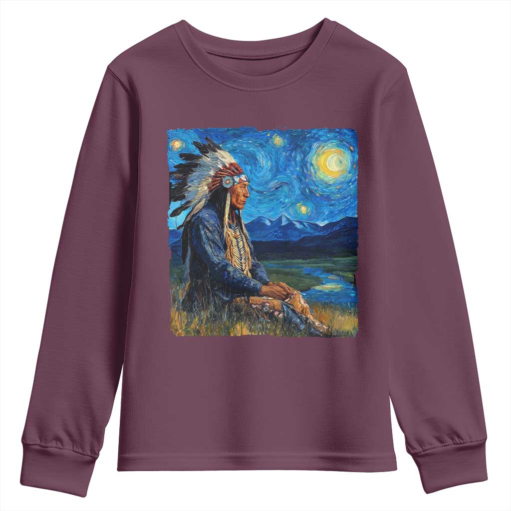 Native American Indian Van Goghs Starry Night Youth Sweatshirt - Wonder Print Shop