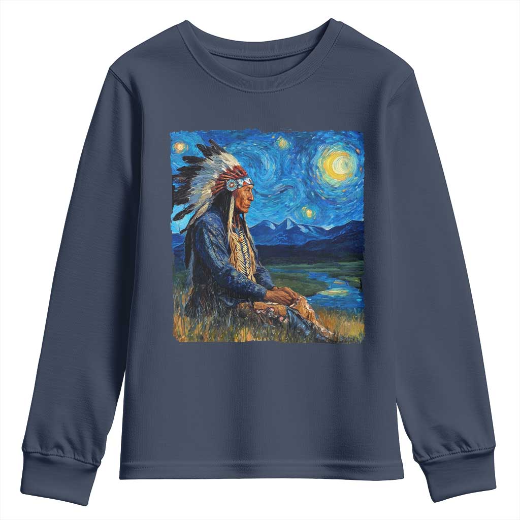 Native American Indian Van Goghs Starry Night Youth Sweatshirt - Wonder Print Shop