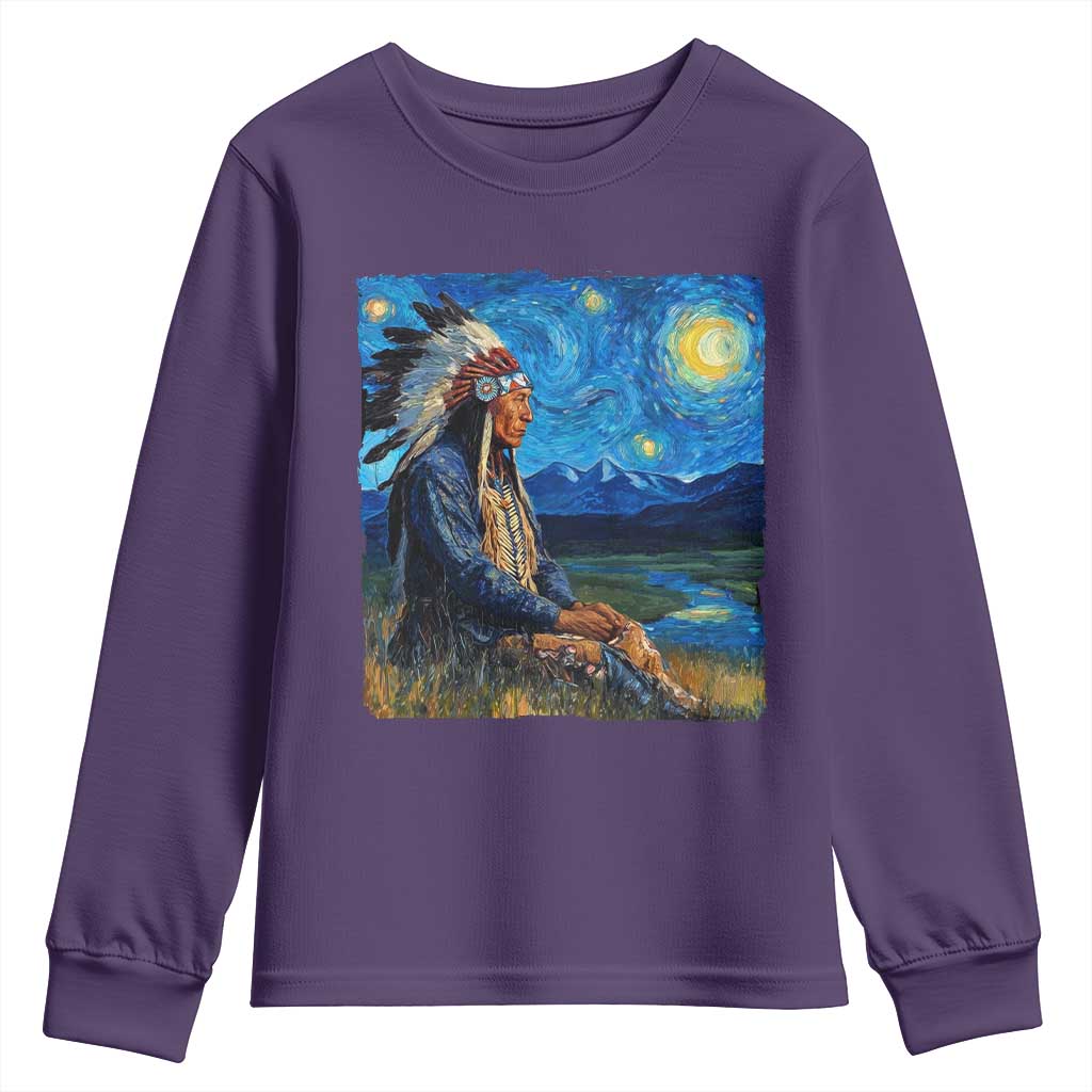 Native American Indian Van Goghs Starry Night Youth Sweatshirt - Wonder Print Shop