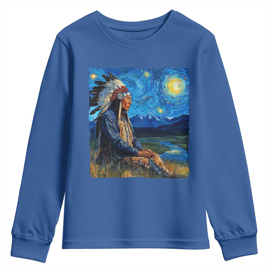 Native American Indian Van Goghs Starry Night Youth Sweatshirt - Wonder Print Shop