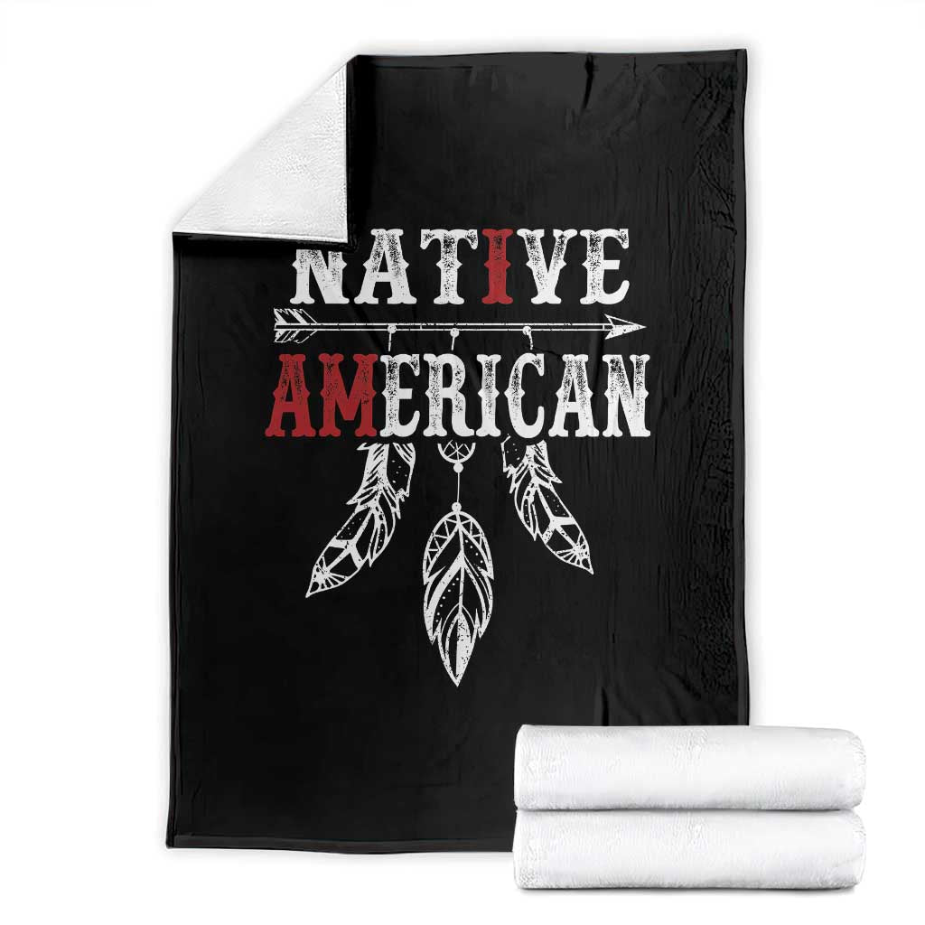 I Am Native American Throw Blanket Indigenous Pride Vintage Dreamcatcher Arrow - Wonder Print Shop