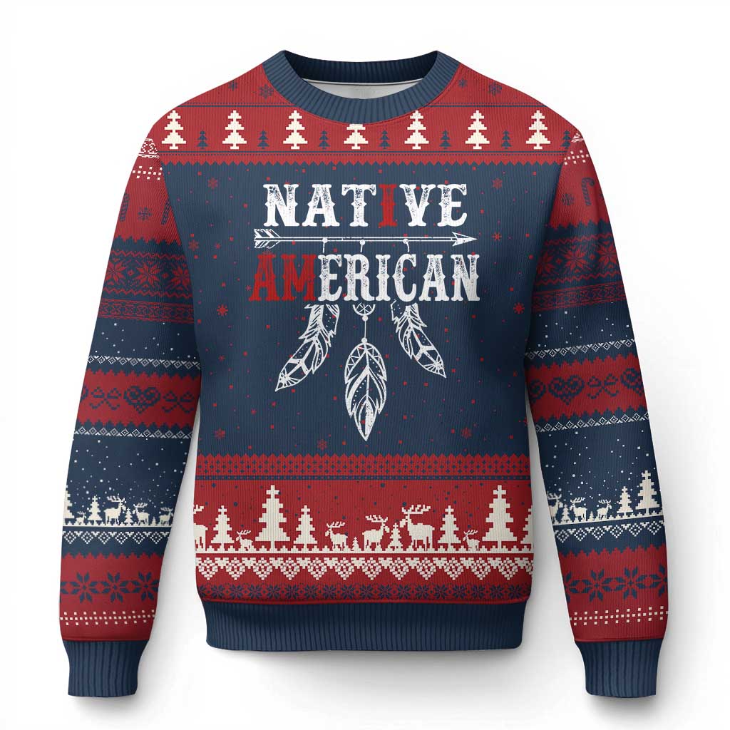I Am Native American Ugly Christmas Sweater Indigenous Pride Vintage Dreamcatcher Arrow - Wonder Print Shop