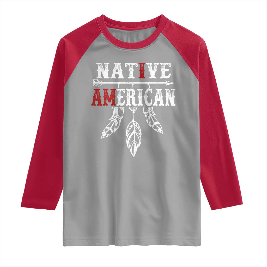 I Am Native American Raglan Shirt Indigenous Pride Vintage Dreamcatcher Arrow - Wonder Print Shop