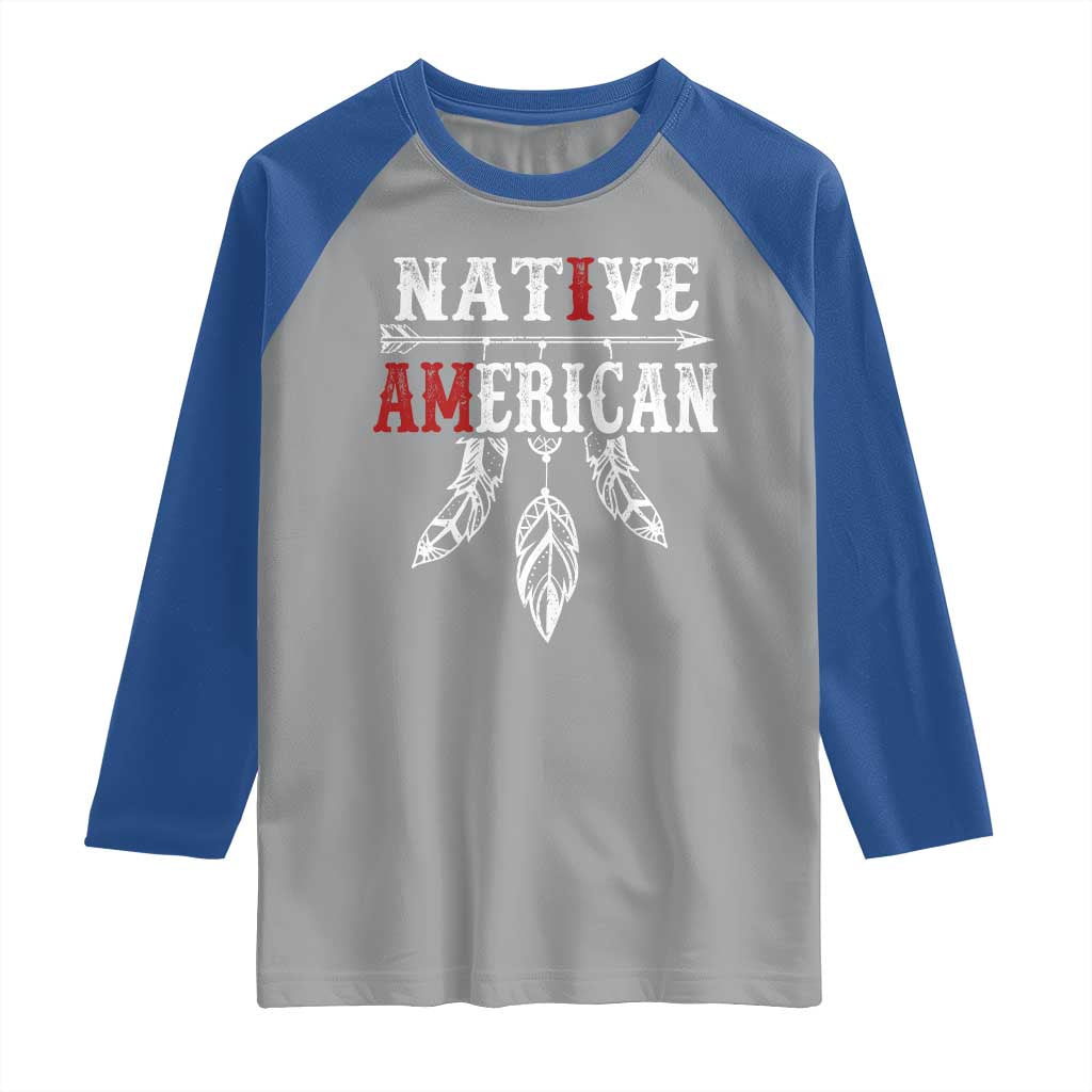 I Am Native American Raglan Shirt Indigenous Pride Vintage Dreamcatcher Arrow - Wonder Print Shop
