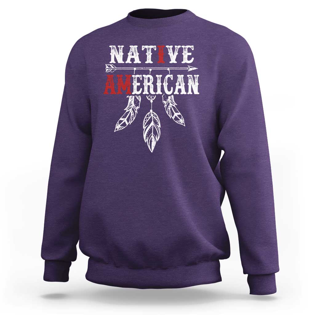 I Am Native American Sweatshirt Indigenous Pride Vintage Dreamcatcher Arrow - Wonder Print Shop