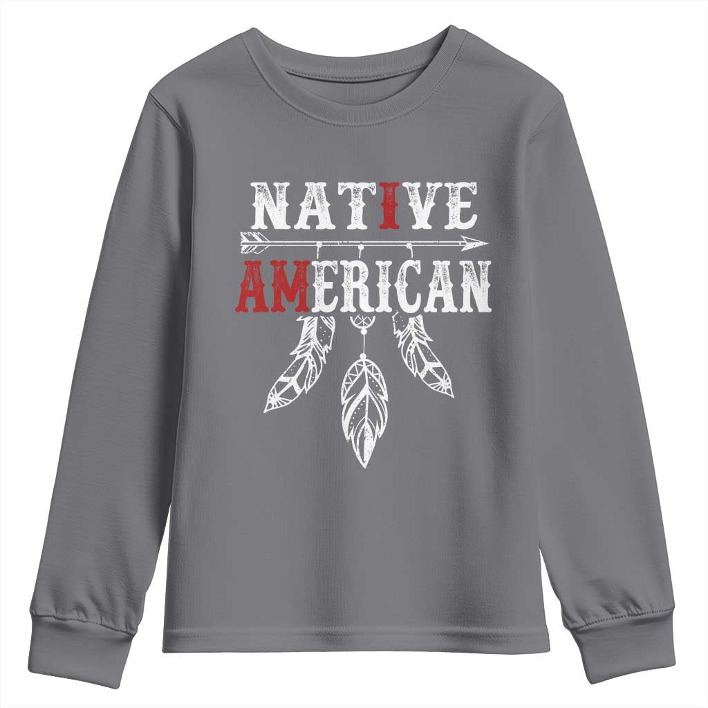 I Am Native American Youth Sweatshirt Indigenous Pride Vintage Dreamcatcher Arrow - Wonder Print Shop