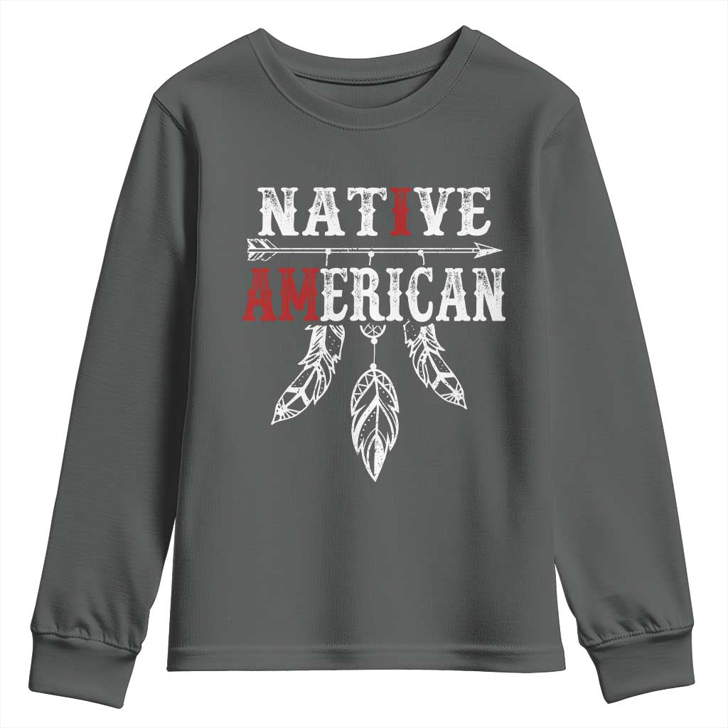 I Am Native American Youth Sweatshirt Indigenous Pride Vintage Dreamcatcher Arrow - Wonder Print Shop