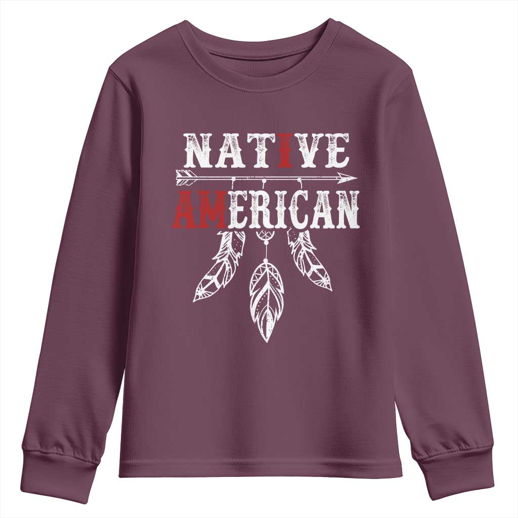 I Am Native American Youth Sweatshirt Indigenous Pride Vintage Dreamcatcher Arrow - Wonder Print Shop