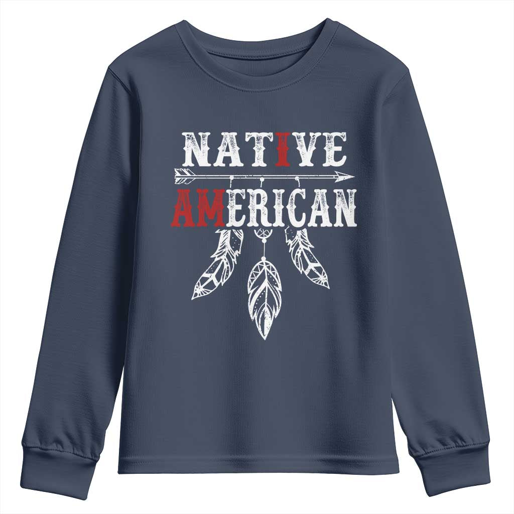 I Am Native American Youth Sweatshirt Indigenous Pride Vintage Dreamcatcher Arrow - Wonder Print Shop