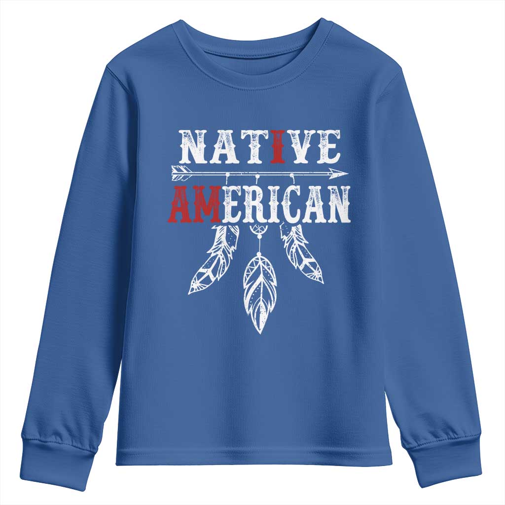 I Am Native American Youth Sweatshirt Indigenous Pride Vintage Dreamcatcher Arrow - Wonder Print Shop