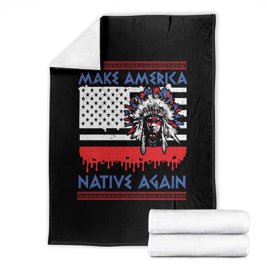 Make America Native Again Throw Blanket Native Indian Pride USA Flag - Wonder Print Shop