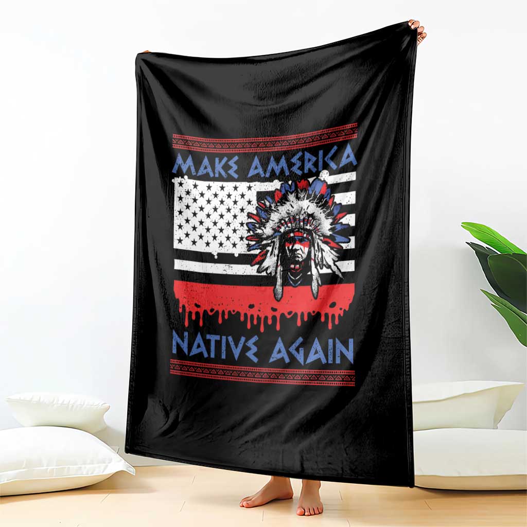 Make America Native Again Throw Blanket Native Indian Pride USA Flag - Wonder Print Shop
