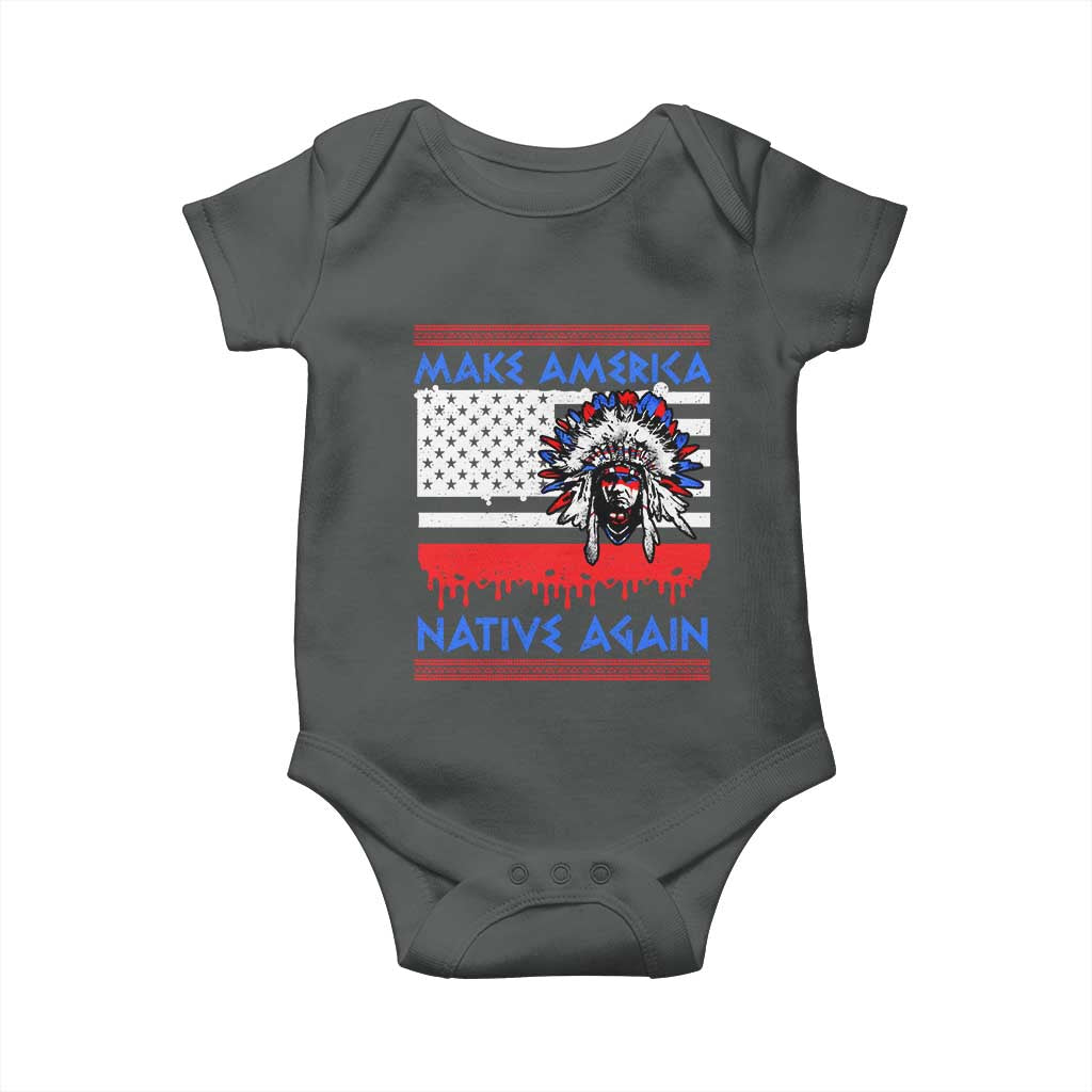 Make America Native Again Baby Onesie Native Indian Pride USA Flag - Wonder Print Shop