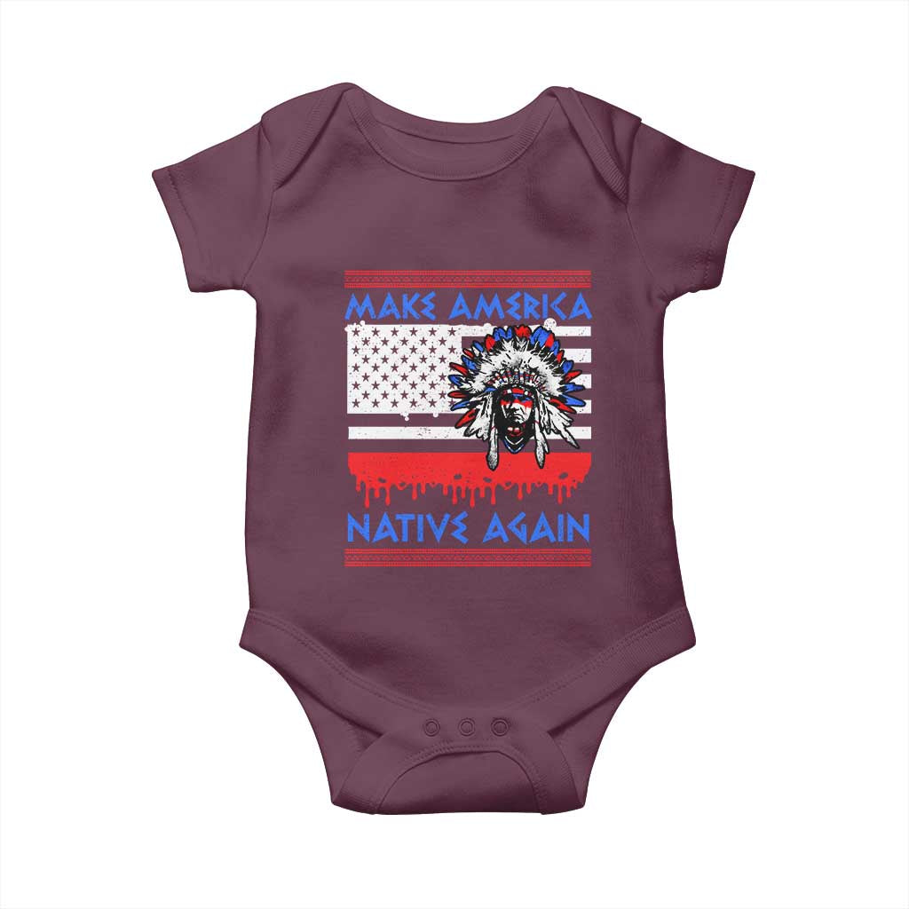 Make America Native Again Baby Onesie Native Indian Pride USA Flag - Wonder Print Shop