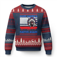 Make America Native Again Ugly Christmas Sweater Native Indian Pride USA Flag - Wonder Print Shop